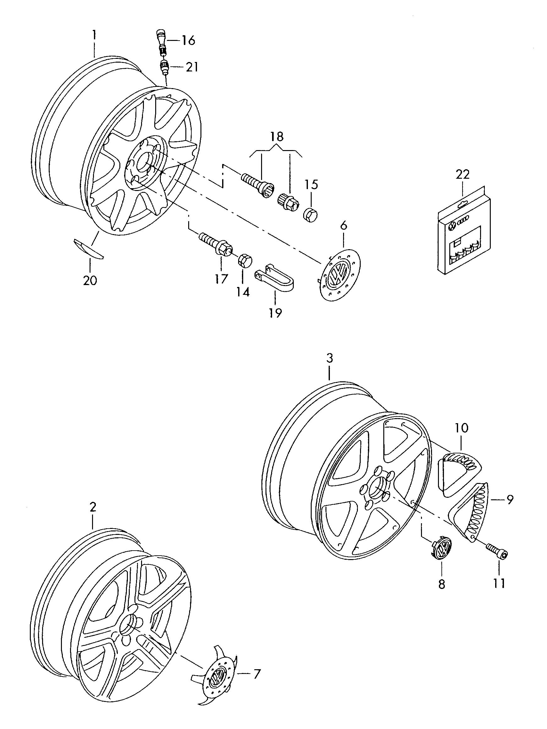 Volkswagen New Beetle Convertible Wheel. Lock. Bolt. Set. Lug. Lock