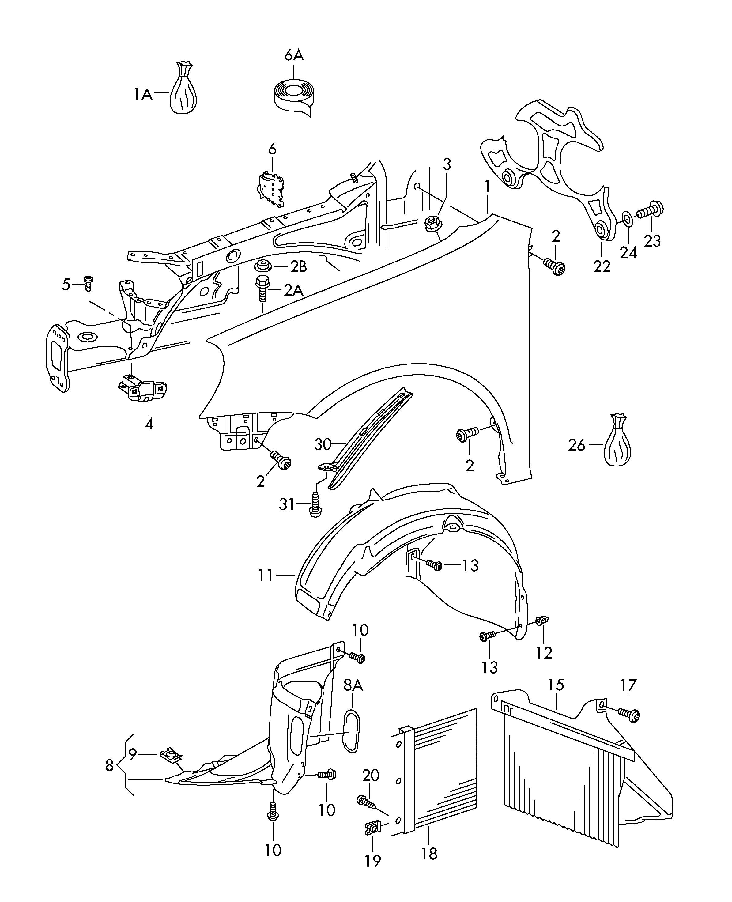 1K0805911F - Volkswagen Fender Liner Extension (Front, Upper). Auto