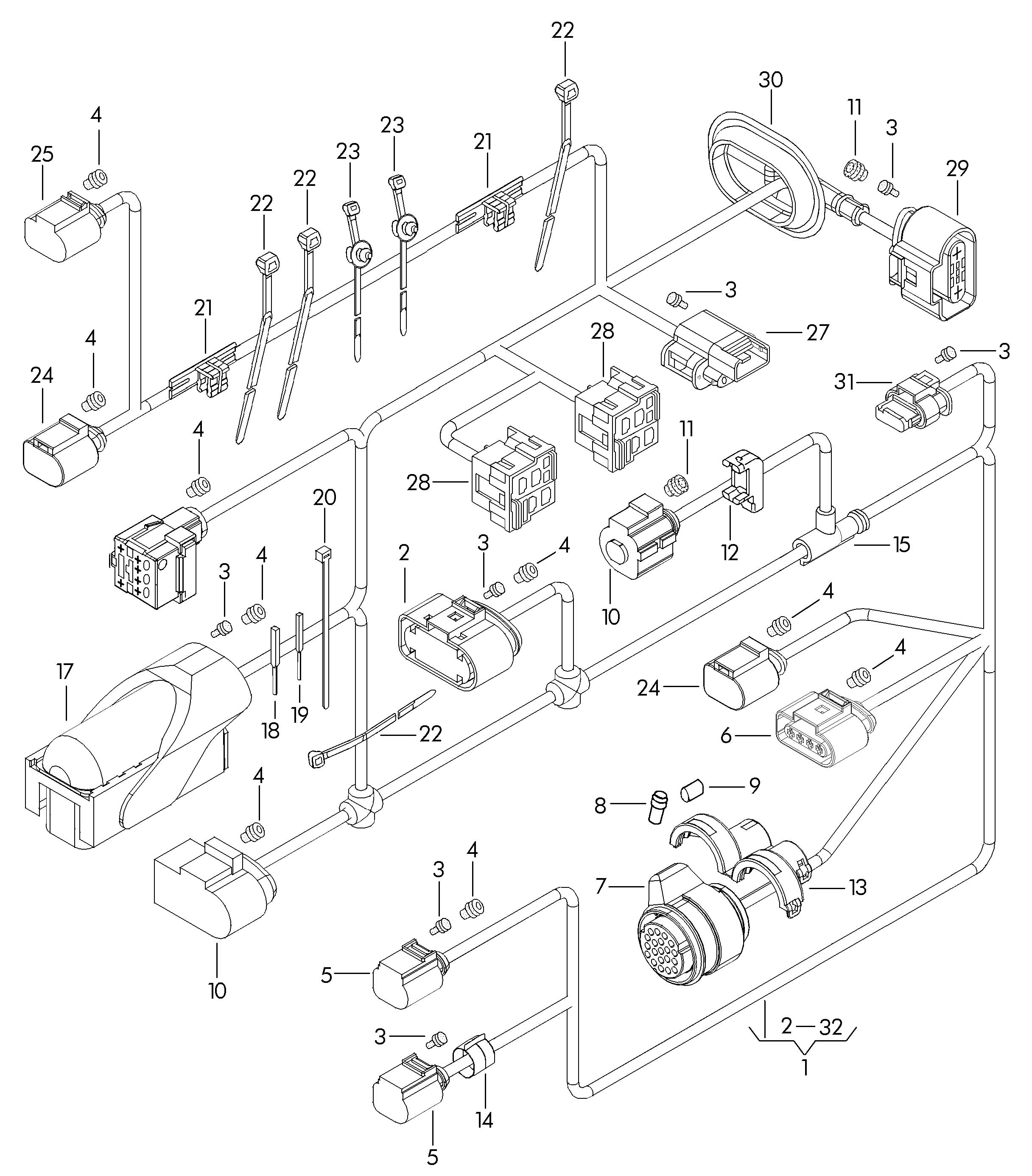 4H0973704 - Volkswagen Housing. Wire harness. W/e-golf. Lead, conn, change | Jim Ellis